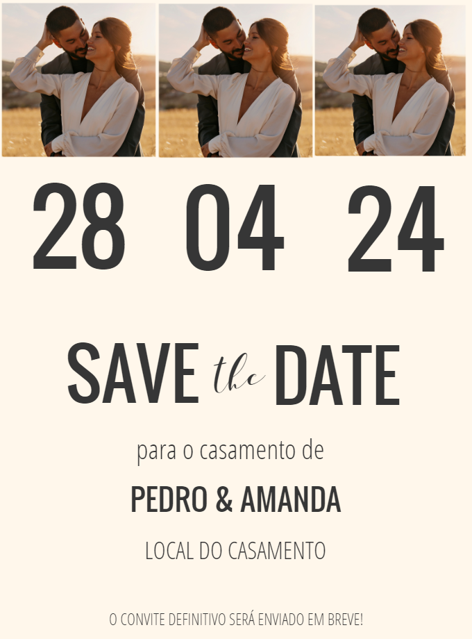 Save the Date Casamento com Mosaico de Fotos para Editar Online Save the Date Casamento com Mosaico de Fotos para Editar Online