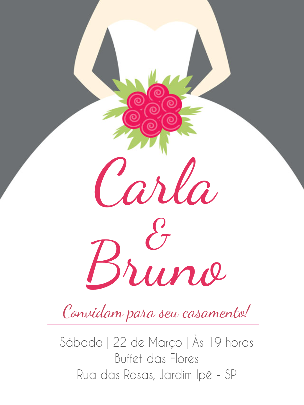 Convite de Casamento com Noiva Elegante para Editar Online Convite de Casamento com Noiva Elegante para Editar Online