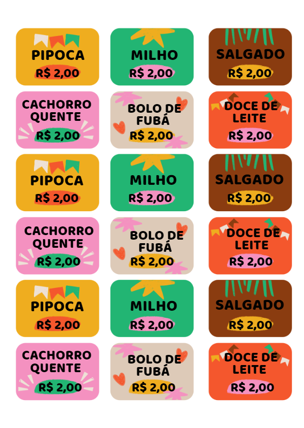 Tags de Preço para Festa Junina para Editar Online Tags de Preço para Festa Junina para Editar Online