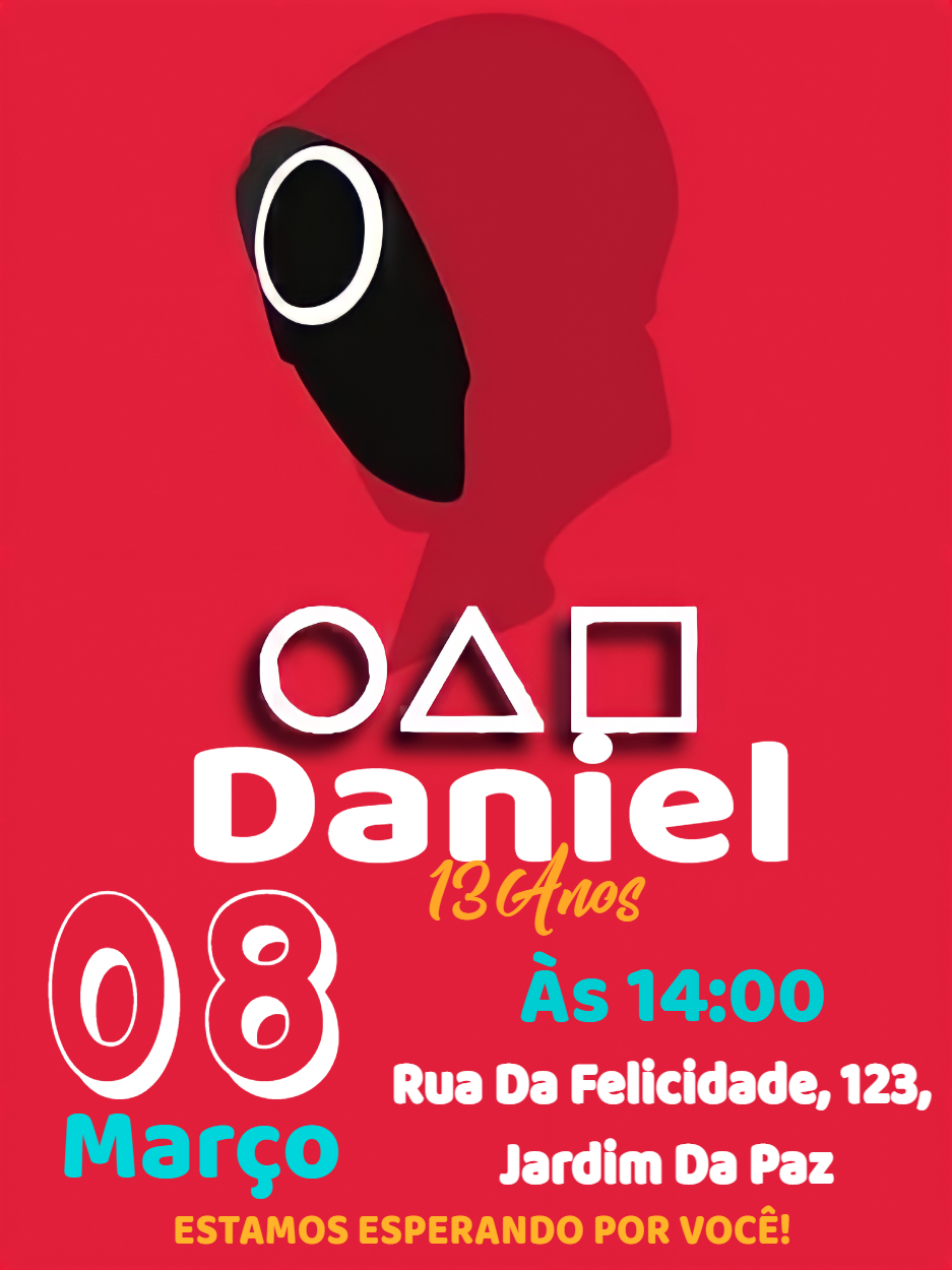 Convite de Aniversário Round 6 para Editar Online Convite de Aniversário Round 6 para Editar Online