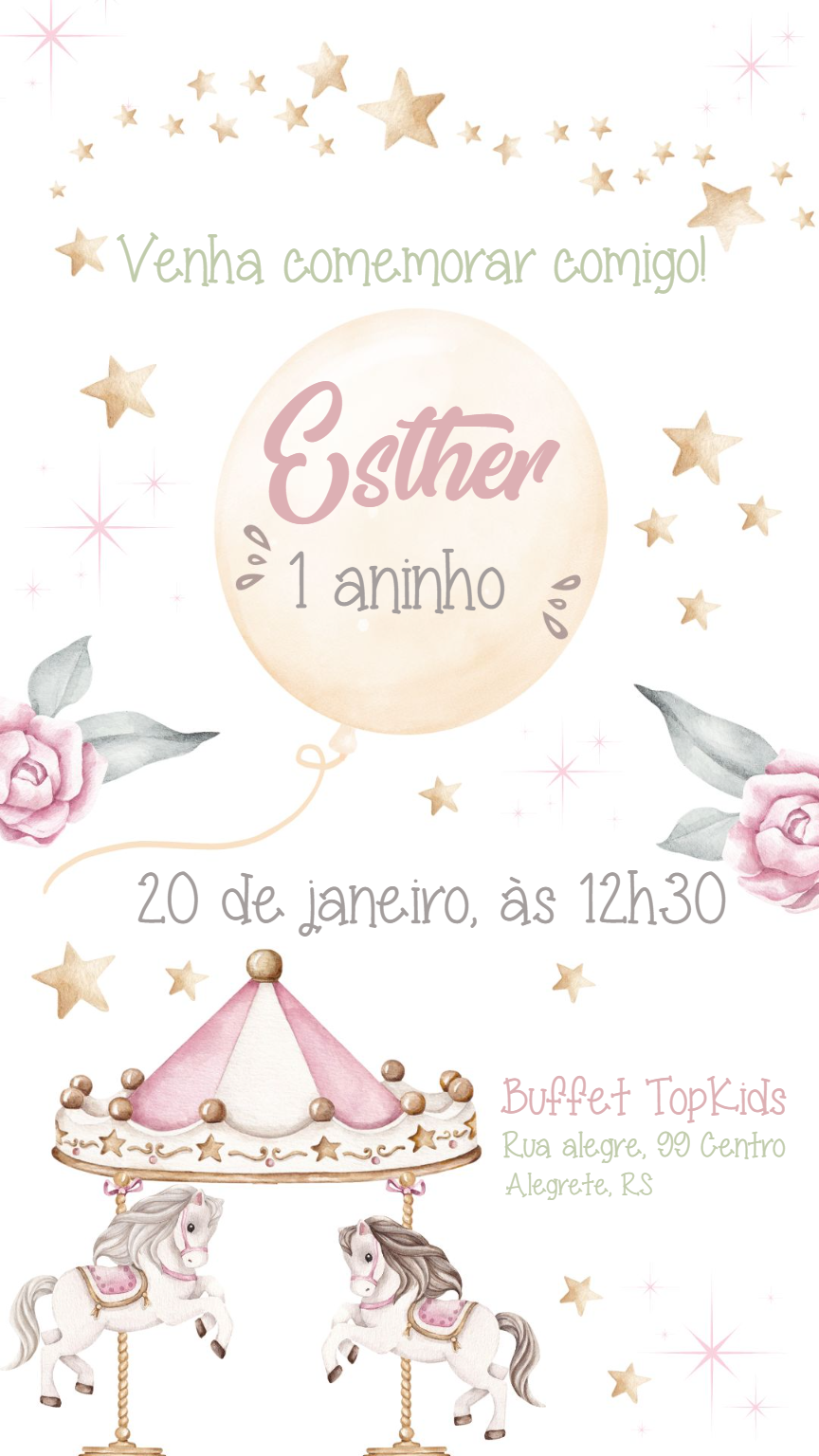 Convite Aniversário Carrossel Encantado para Editar Online Convite Aniversário Carrossel Encantado para Editar Online