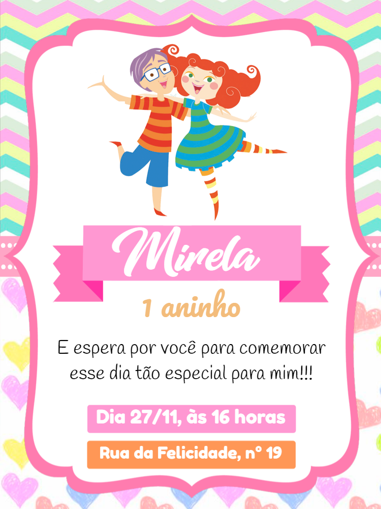 Convite Aniversário Palavra Cantada com Personagens para Editar Convite Aniversário Palavra Cantada com Personagens para Editar