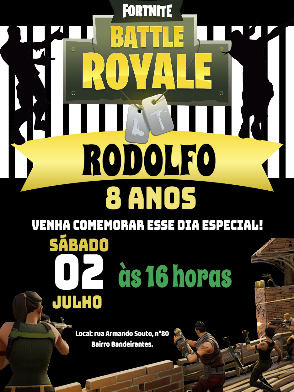 Convite de Aniversário Fortnite Battle Royale para Editar Online Convite de Aniversário Fortnite Battle Royale para Editar Online