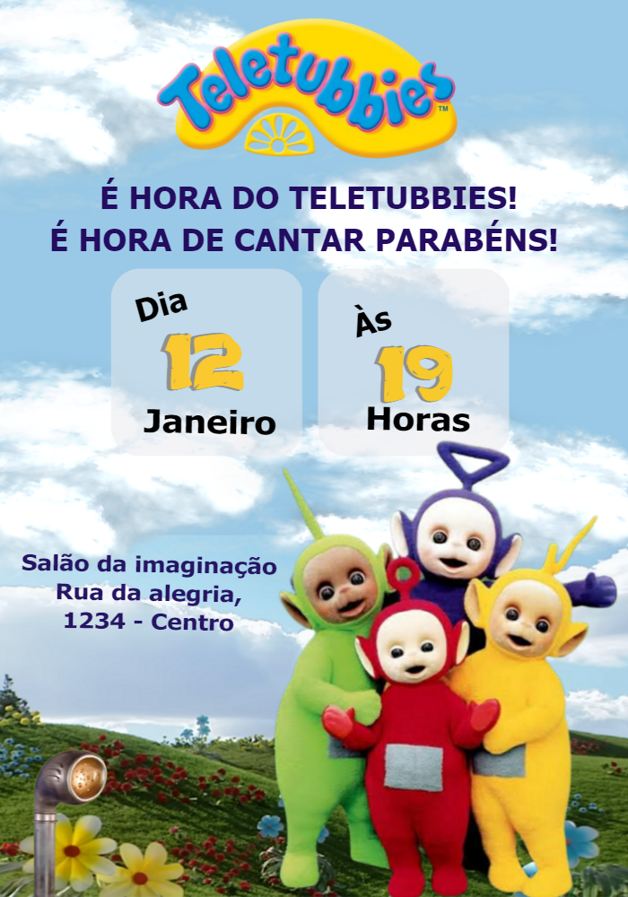 Convite de Aniversário Teletubbies Editável Online Convite de Aniversário Teletubbies Editável Online