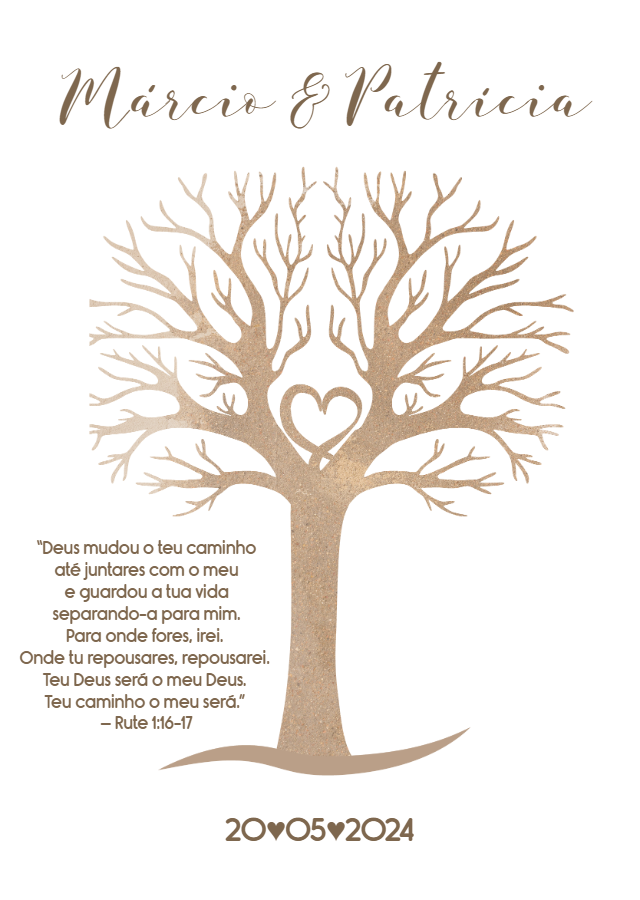 Quadro Árvore de Digitais Casamento para Editar Online Quadro Árvore de Digitais Casamento para Editar Online