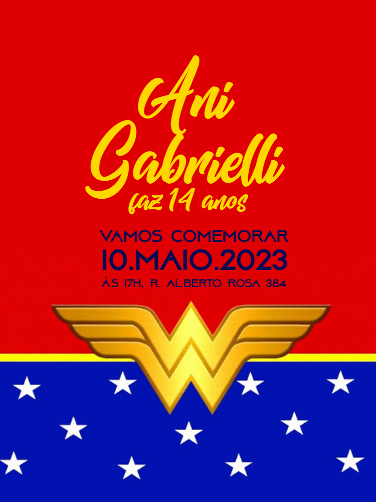 Convite Aniversário Mulher Maravilha para Editar Online Convite Aniversário Mulher Maravilha para Editar Online