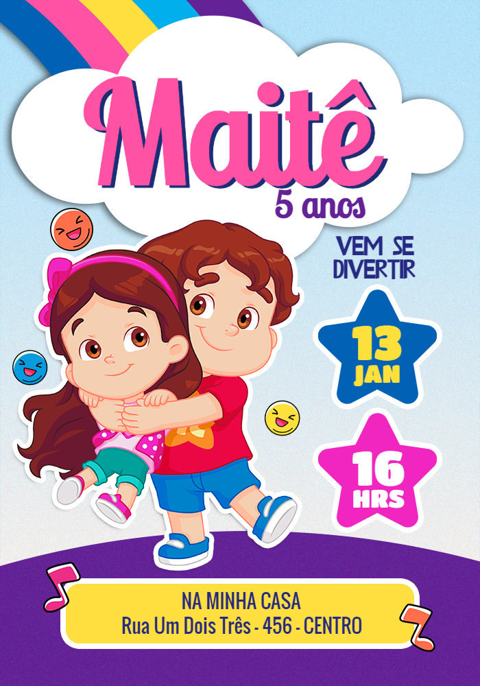 Convite Aniversário Maria Clara e JP para Editar Online Convite Aniversário Maria Clara e JP para Editar Online