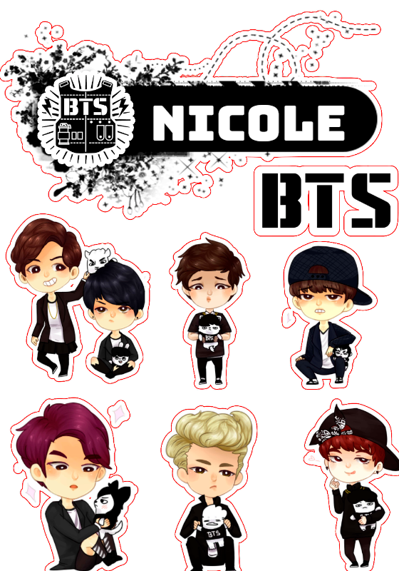 Topo de Bolo BTS Cute com Personagens para Editar Online Topo de Bolo BTS Cute com Personagens para Editar Online