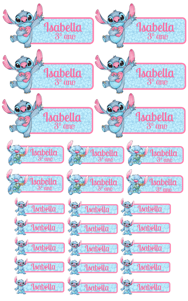 Etiqueta Escolar Stitch para Editar Online e Imprimir Etiqueta Escolar Stitch para Editar Online e Imprimir