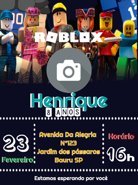 Convite de Aniversário Roblox com Foto para Editar Online Convite de Aniversário Roblox com Foto para Editar Online