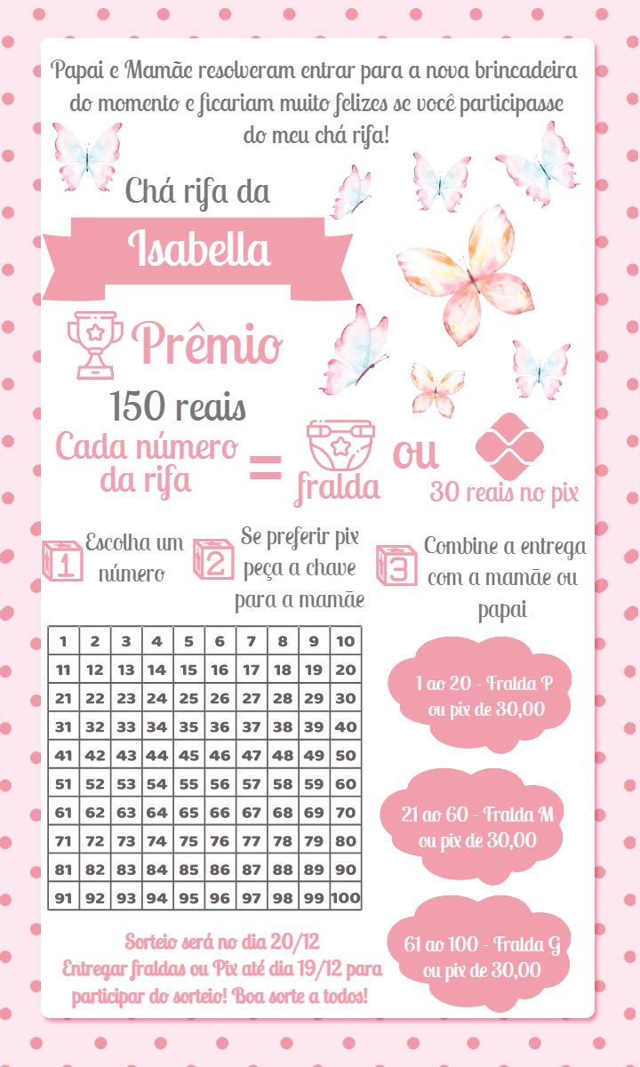 Convite Chá Rifa Borboletas Aquarela para Editar Online Convite Chá Rifa Borboletas Aquarela para Editar Online