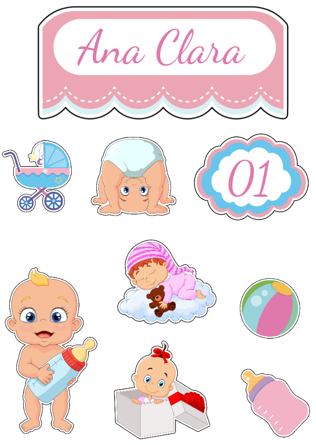 Topo de Bolo Chá de Bebê e Mêsversário para Editar Online Topo de Bolo Chá de Bebê e Mêsversário para Editar Online