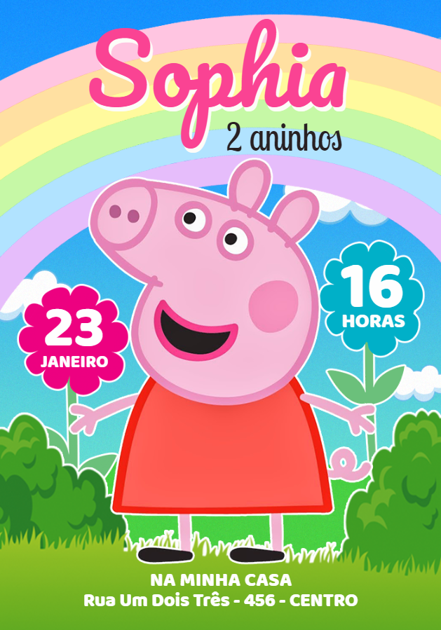 Convite de Aniversário Peppa Pig para Editar Online Convite de Aniversário Peppa Pig para Editar Online