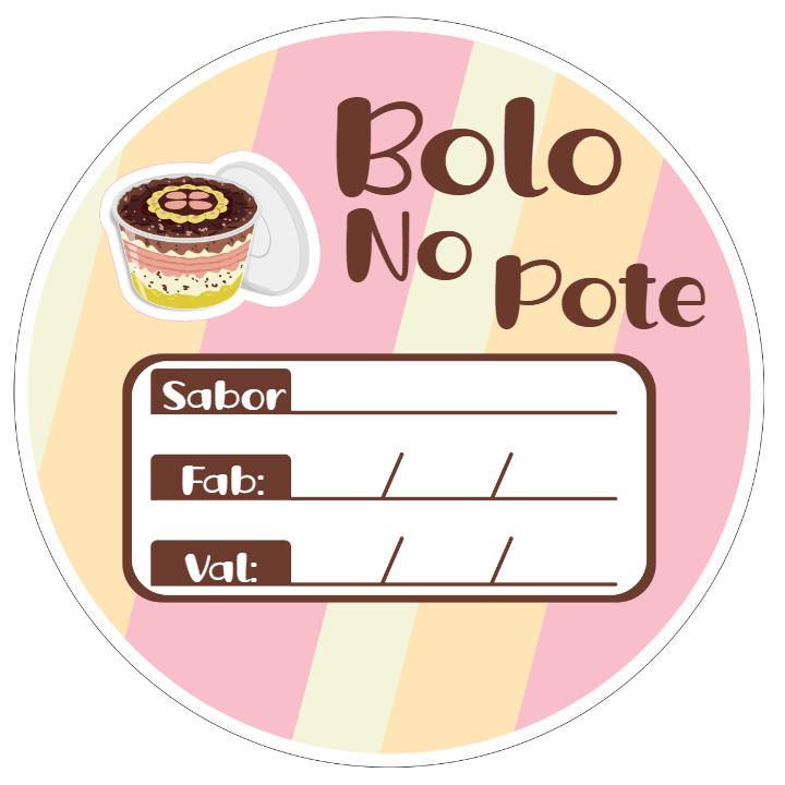 Adesivo para Bolo no Pote Listrado para Editar e Imprimir Adesivo para Bolo no Pote Listrado para Editar e Imprimir