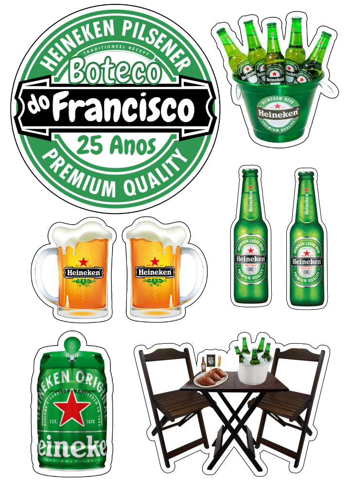Topo de Bolo Boteco Cerveja Heineken para Editar Online Topo de Bolo Boteco Cerveja Heineken para Editar Online