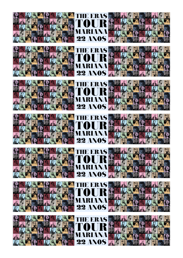 Rótulo Aniversário The Eras Tour Editável para Garrafa Rótulo Aniversário The Eras Tour Editável para Garrafa