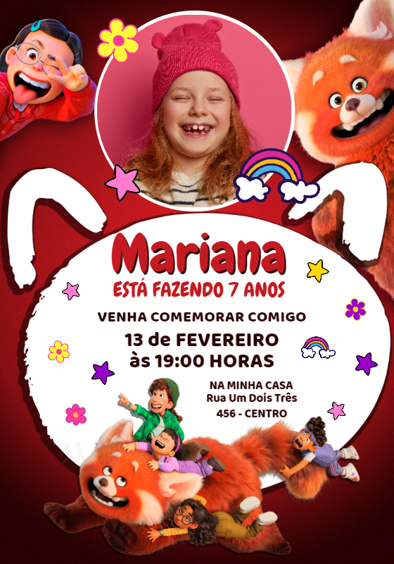 Convite Aniversário Red Crescer é Uma Fera com Foto para Editar Convite Aniversário Red Crescer é Uma Fera com Foto para Editar