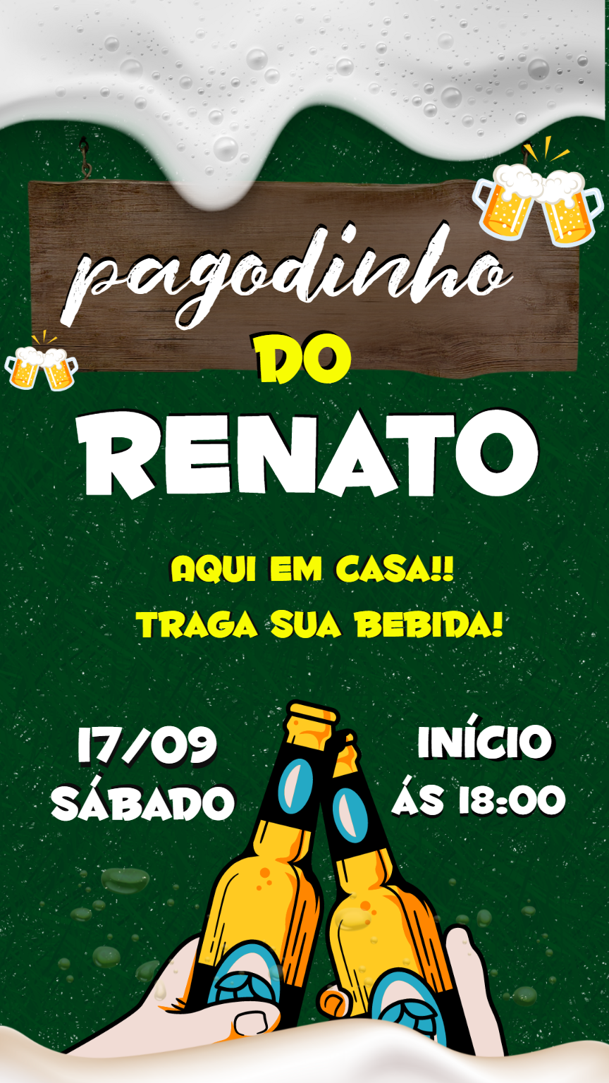 Convite de Aniversário Pagode com Tema Cerveja para Editar Convite de Aniversário Pagode com Tema Cerveja para Editar