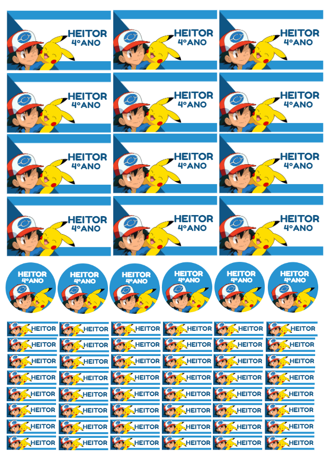 Kit de Etiquetas Escolares Pokémon para Editar e Imprimir Kit de Etiquetas Escolares Pokémon para Editar e Imprimir