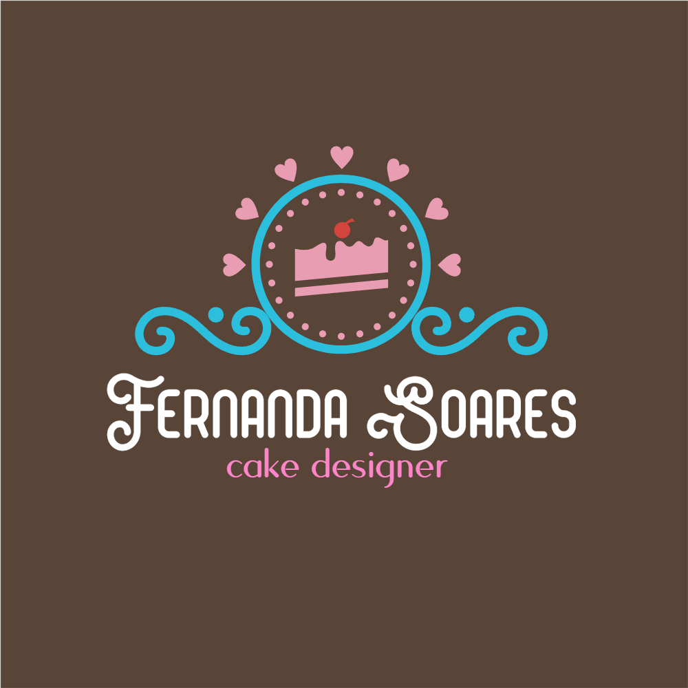 Logo para Confeitaria com Bolo e Corações para Editar Online Logo para Confeitaria com Bolo e Corações para Editar Online