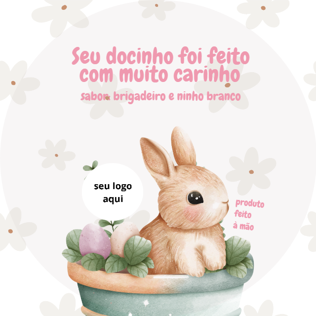 Adesivo de Páscoa com Coelhinho para Editar e Imprimir Adesivo de Páscoa com Coelhinho para Editar e Imprimir
