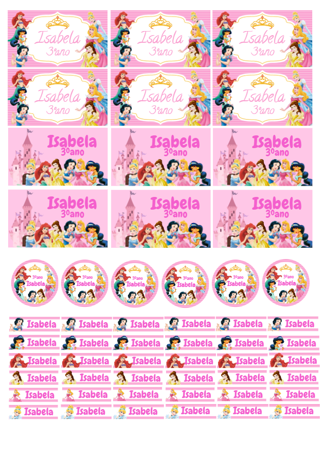 Etiquetas Escolares Princesas Disney para Editar e Imprimir Etiquetas Escolares Princesas Disney para Editar e Imprimir
