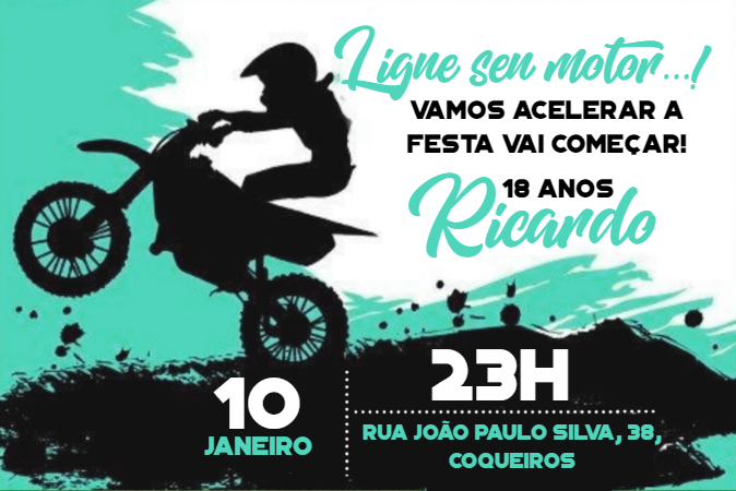 Convite de Aniversário Motocross Radical para Editar Online Convite de Aniversário Motocross Radical para Editar Online