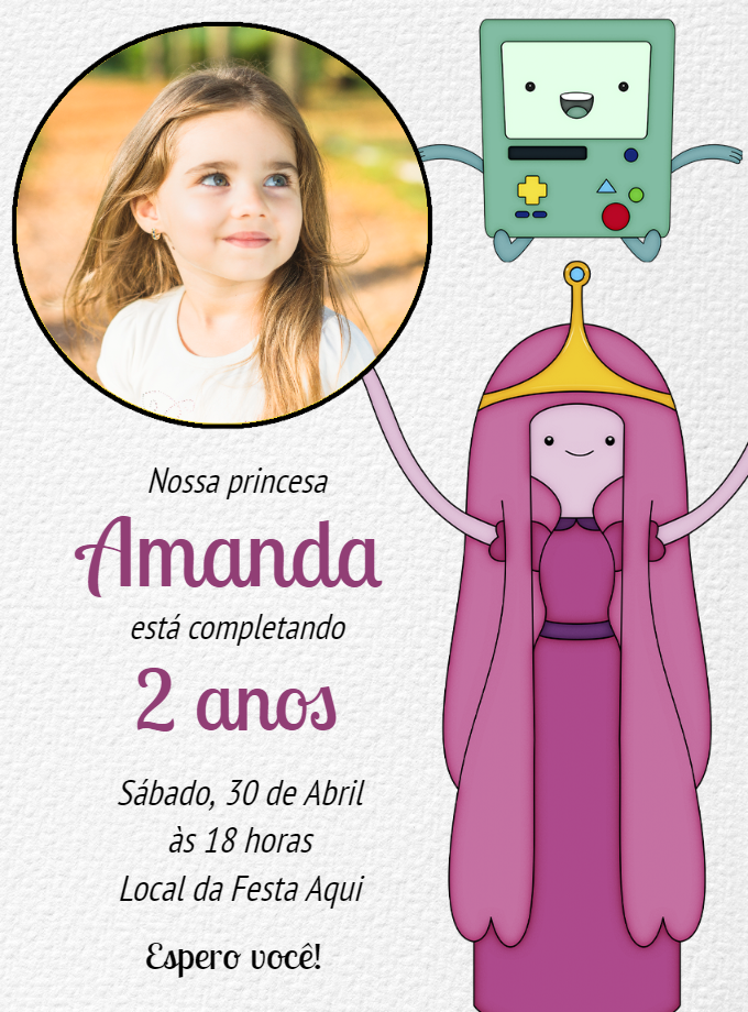 Convite Aniversário Princesa Jujuba com Foto para Editar Online Convite Aniversário Princesa Jujuba com Foto para Editar Online