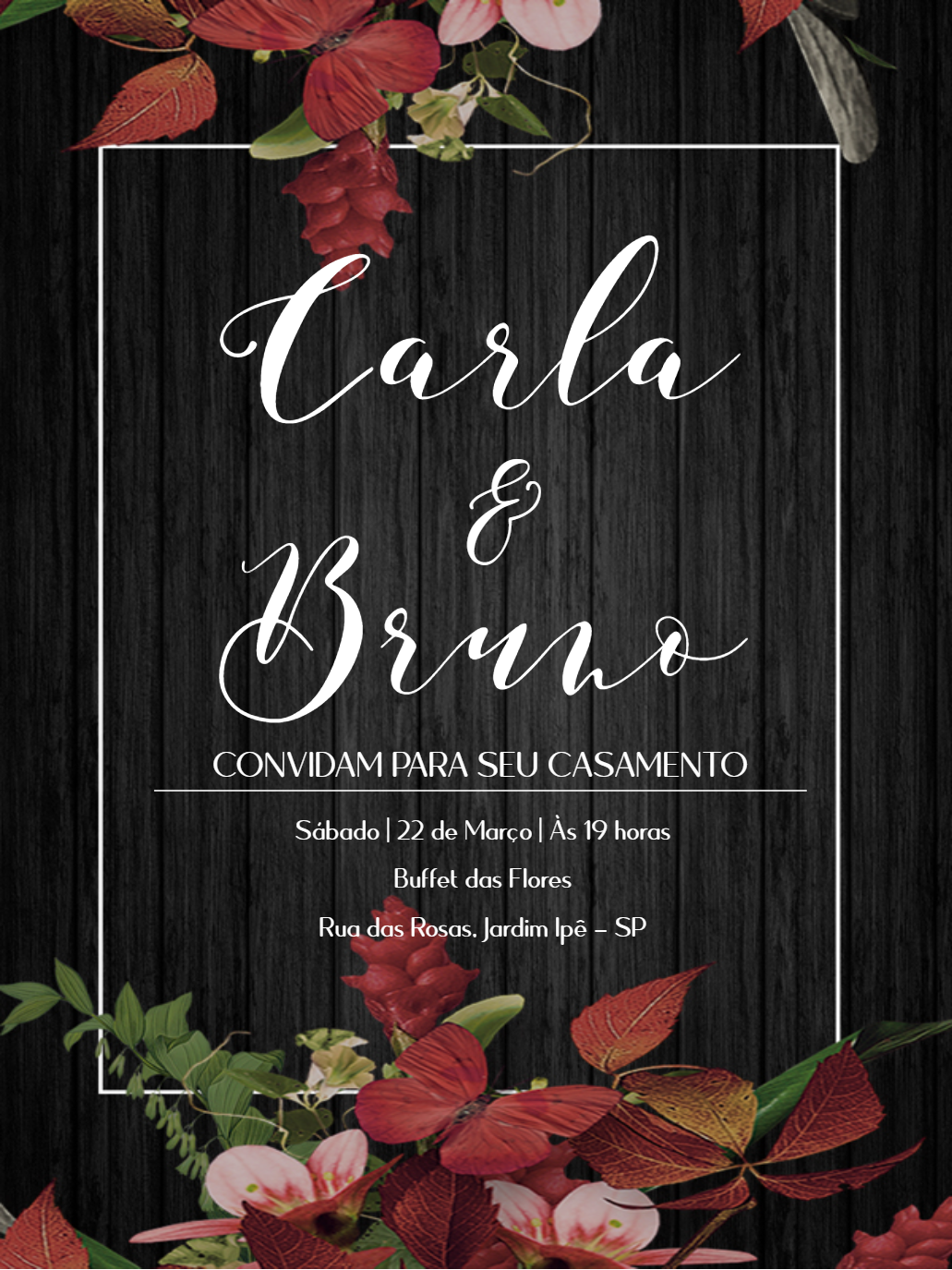 Convite de Casamento Outono Rústico para Editar Online Convite de Casamento Outono Rústico para Editar Online