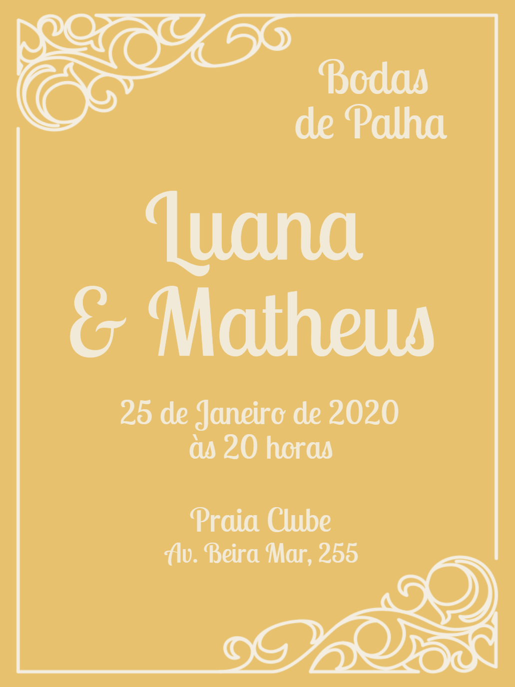 Convite de Bodas de Palha Elegante para Editar Online Convite de Bodas de Palha Elegante para Editar Online