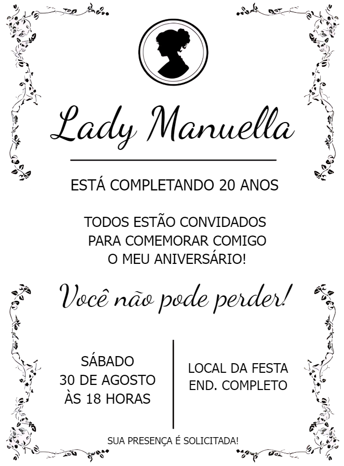 Convite Aniversário Bridgerton Lady Whistledown para Editar Convite Aniversário Bridgerton Lady Whistledown para Editar