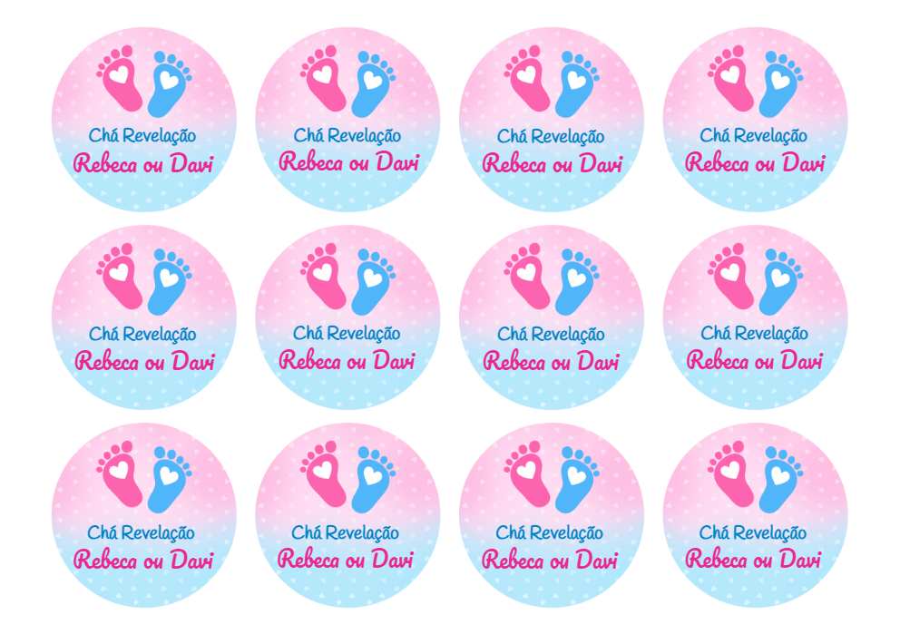 Adesivo Tag Chá Revelação com Pezinhos para Editar Online Adesivo Tag Chá Revelação com Pezinhos para Editar Online
