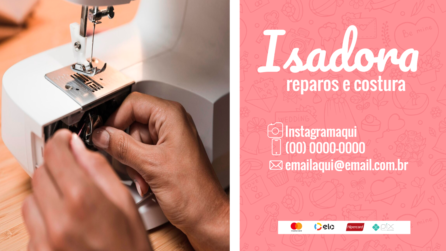 Cartão de Visita Costureira Profissional para Editar Online Cartão de Visita Costureira Profissional para Editar Online