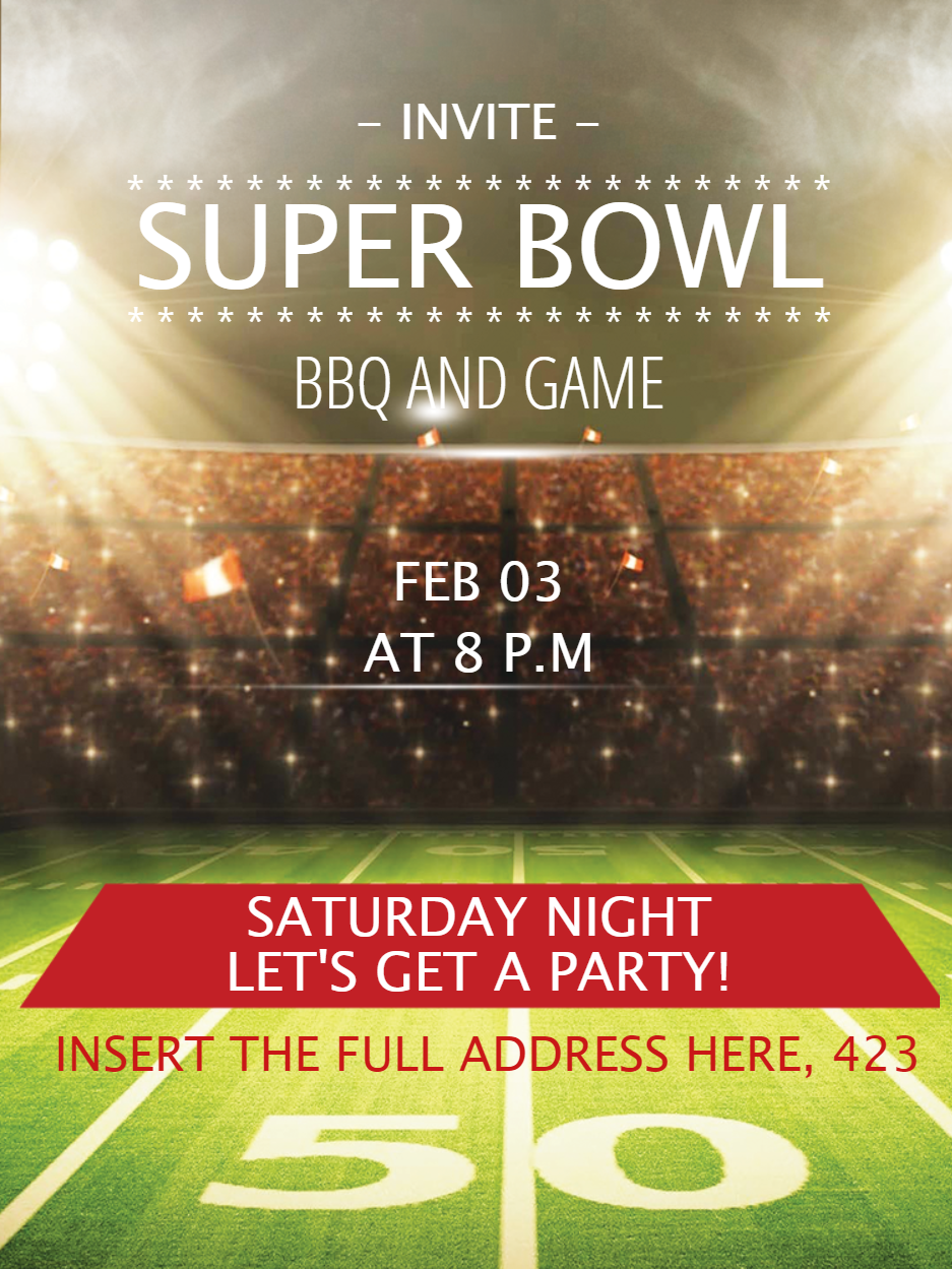 Convite Super Bowl Futebol Americano para Editar Online