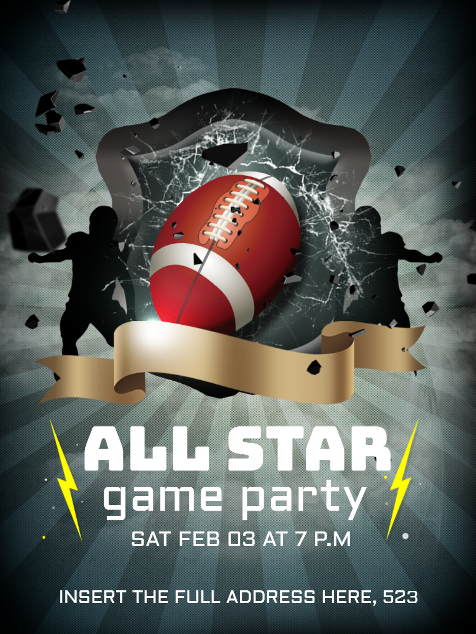 Convite de Futebol Americano para Festa do Jogo para Editar Convite de Futebol Americano para Festa do Jogo para Editar