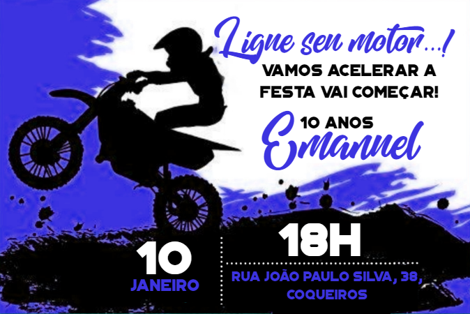 Convite de Aniversário Motocross Radical para Editar Online Convite de Aniversário Motocross Radical para Editar Online
