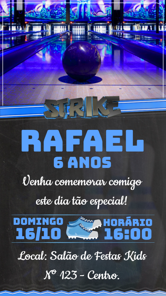 Convite Aniversário Boliche Menino para Editar Online Convite Aniversário Boliche Menino para Editar Online