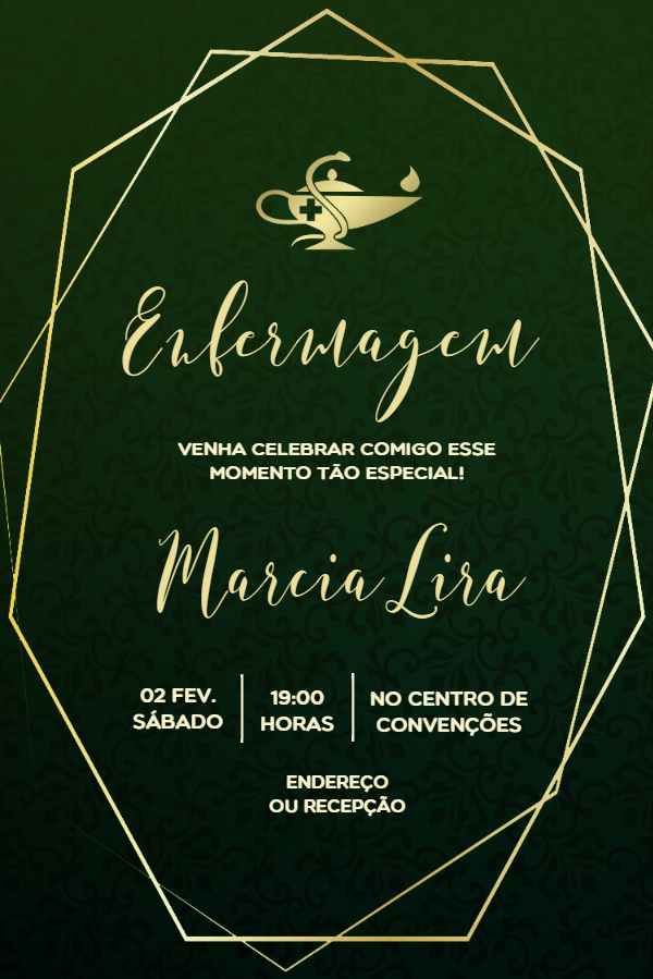 Convite Formatura Enfermagem Elegante para Editar Online Convite Formatura Enfermagem Elegante para Editar Online