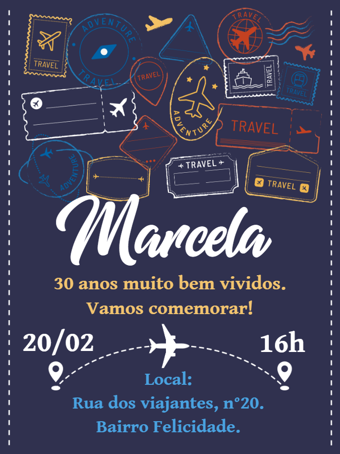 Convite de Aniversário Tema Viagem Passaporte para Editar Convite de Aniversário Tema Viagem Passaporte para Editar