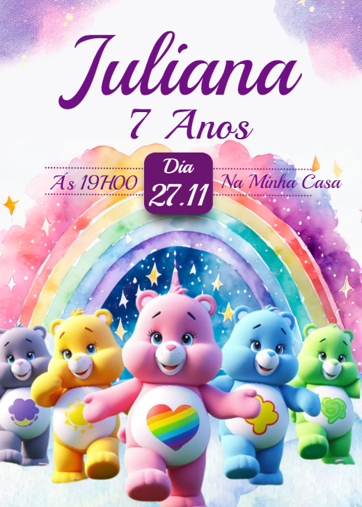 Convite Aniversário Ursinhos Carinhosos para Editar Online Convite Aniversário Ursinhos Carinhosos para Editar Online