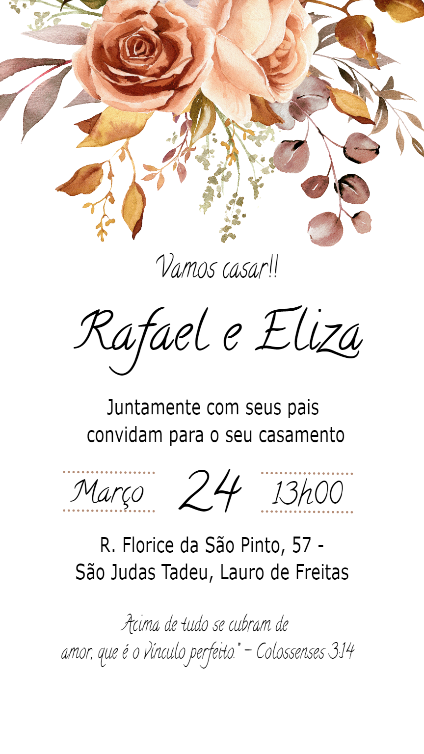 Convite de Casamento Floral Aquarela para Editar Online Convite de Casamento Floral Aquarela para Editar Online