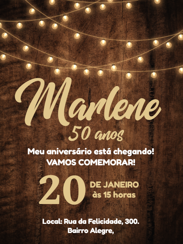 Convite de Aniversário Rústico com Madeira para Editar Online Convite de Aniversário Rústico com Madeira para Editar Online