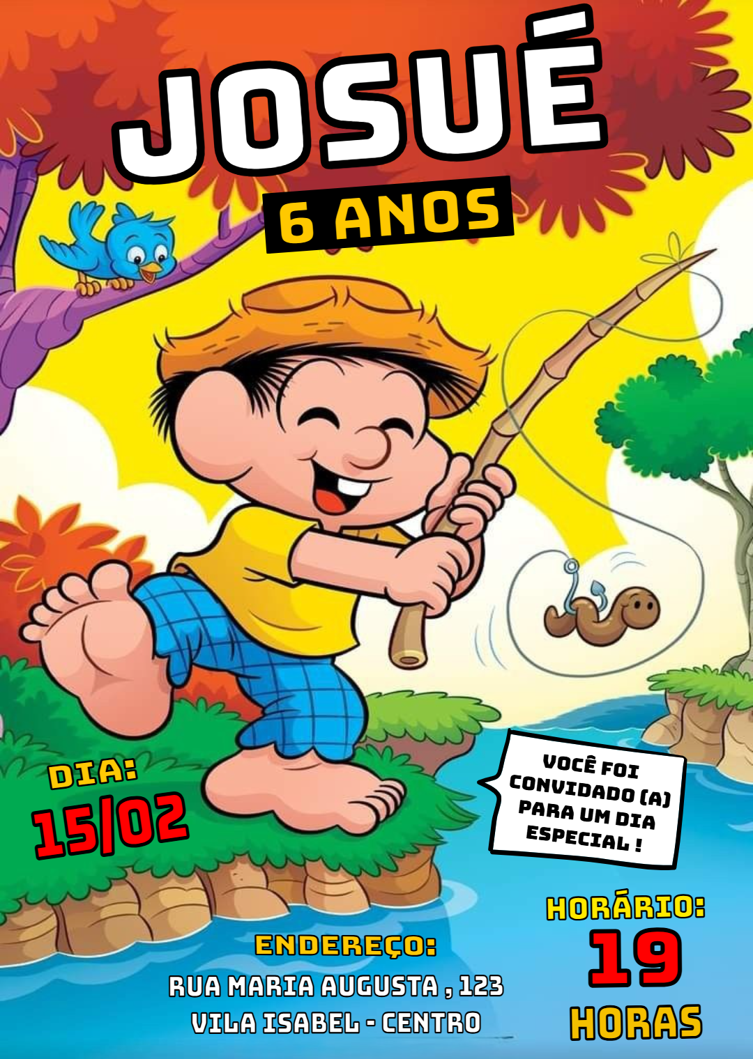 Convite Aniversário Chico Bento para Editar Online Convite Aniversário Chico Bento para Editar Online