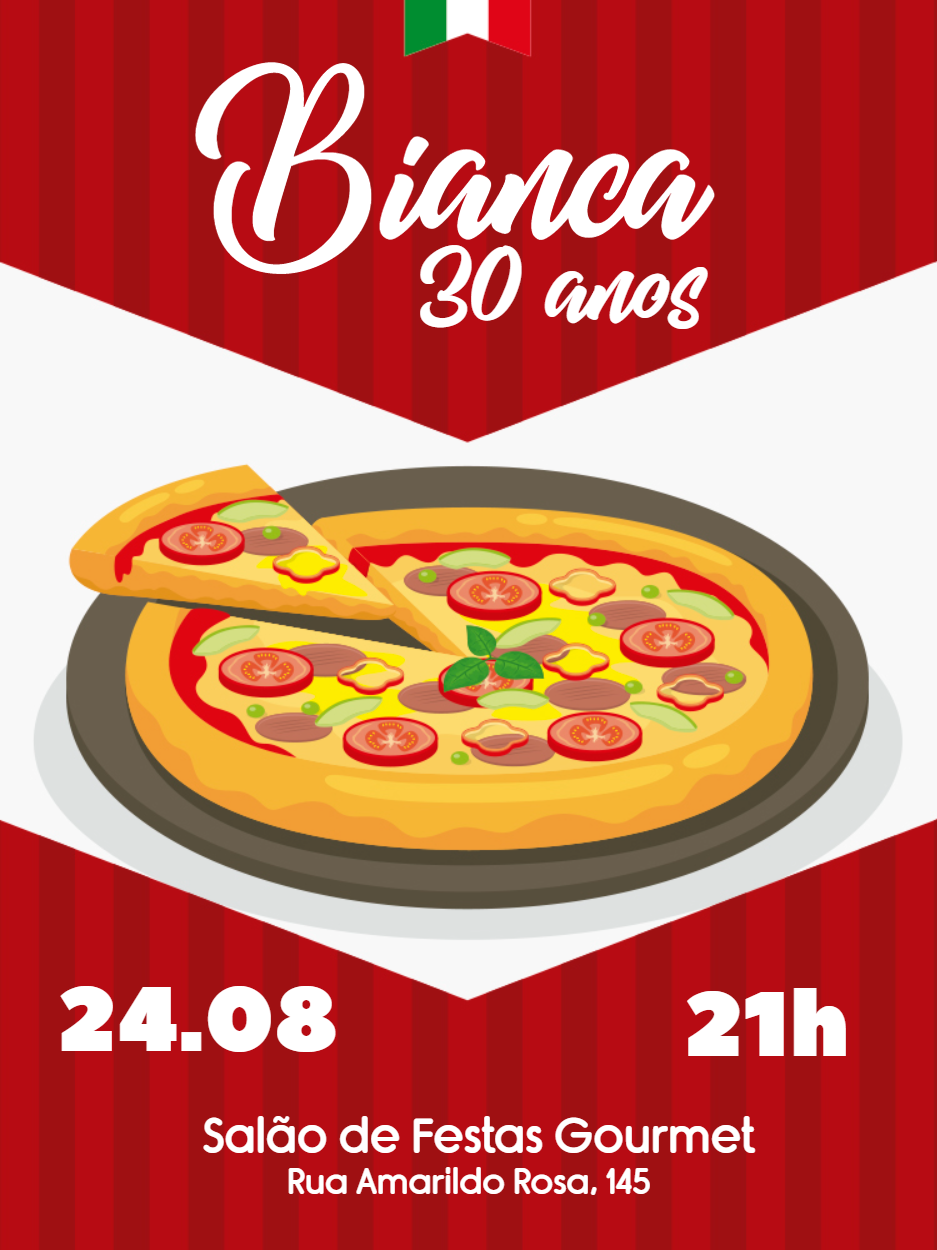 Convite de Aniversário Pizzaria para Editar Online Convite de Aniversário Pizzaria para Editar Online