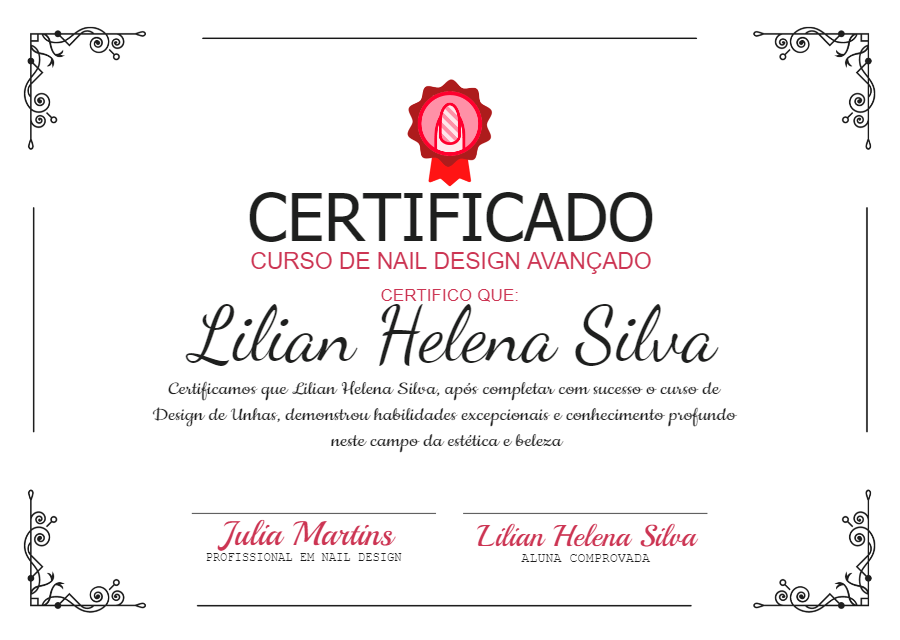 Certificado de Curso de Nail Design Elegante para Editar Online Certificado de Curso de Nail Design Elegante para Editar Online
