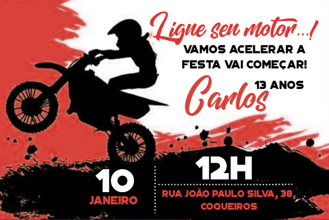Convite de Aniversário Motocross Radical para Editar Online Convite de Aniversário Motocross Radical para Editar Online