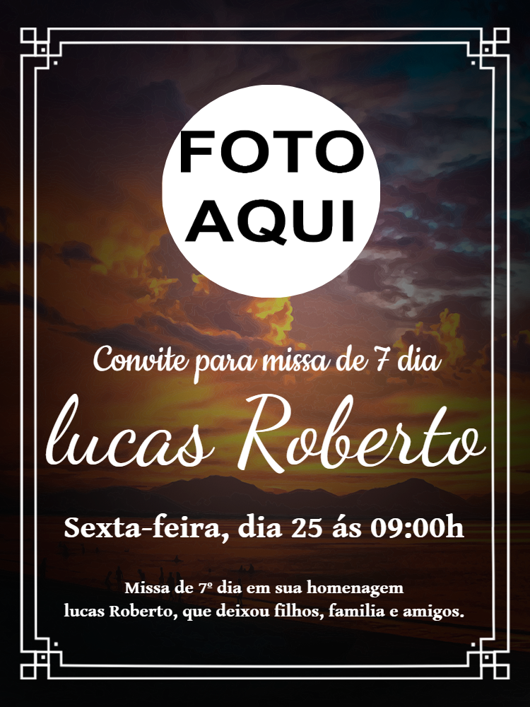 Convite de Missa de 7º dia com Foto para Editar Online Convite de Missa de 7º dia com Foto para Editar Online