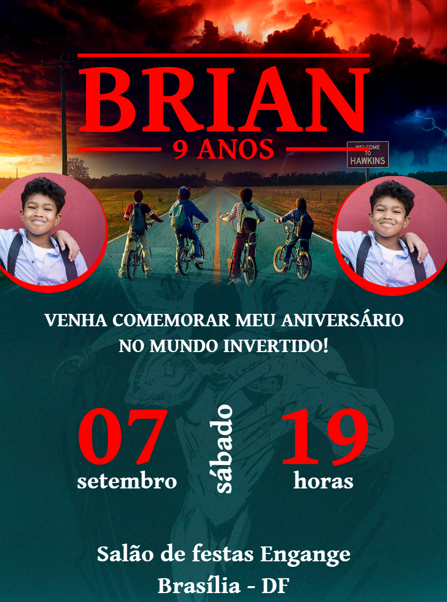 Convite Aniversário Stranger Things com Foto para Editar Online Convite Aniversário Stranger Things com Foto para Editar Online