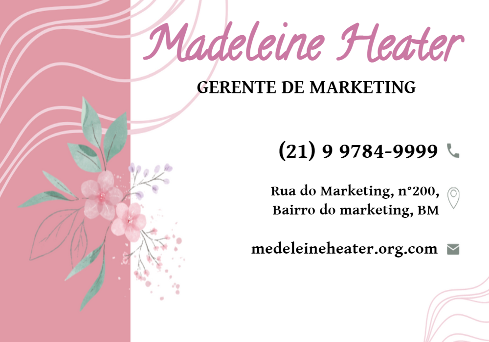 Cartão de Visita Marketing Floral para Editar Online Cartão de Visita Marketing Floral para Editar Online