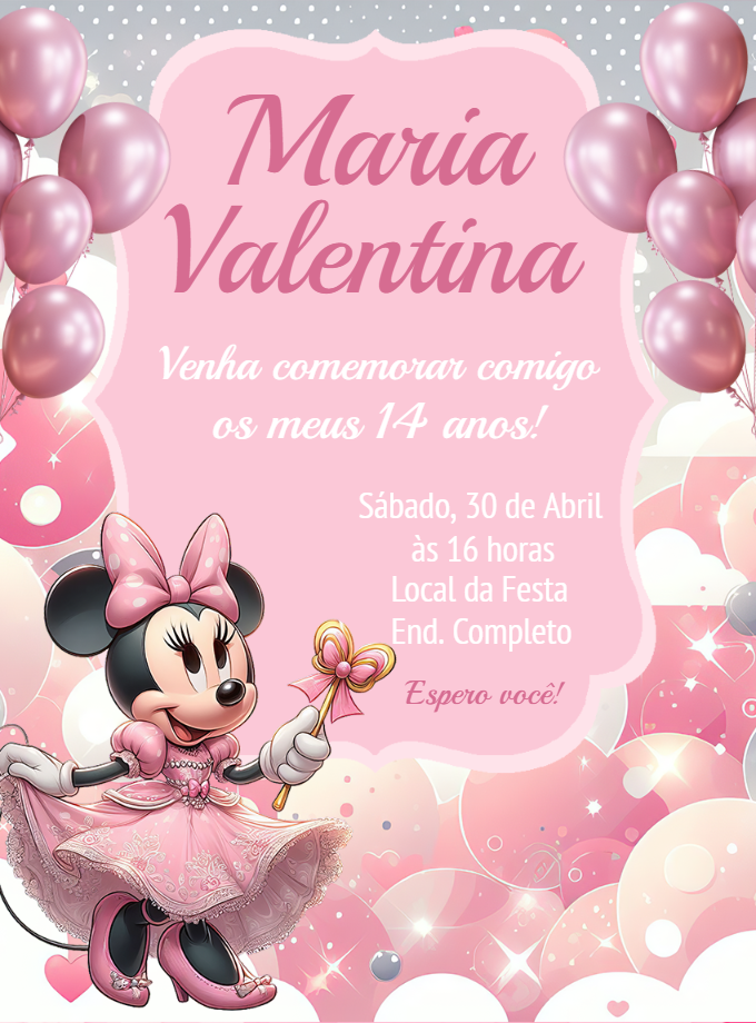 Convite de Aniversário Minnie Realeza para Editar Online Convite de Aniversário Minnie Realeza para Editar Online